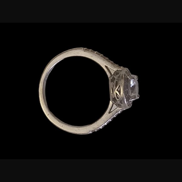 925 Sterling Silver Round Cut Halo Size 8.75 Statement Engagement Ring - Picture 9 of 9